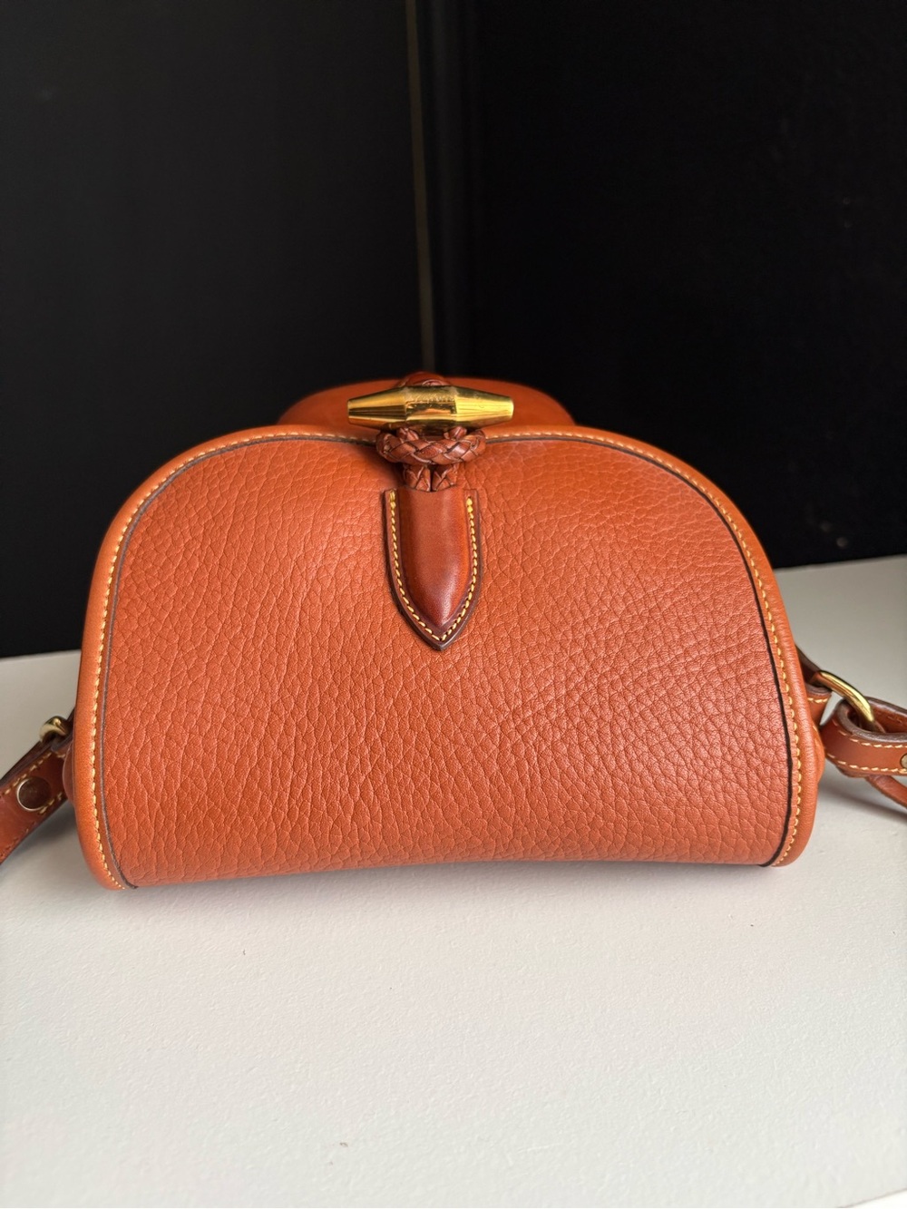 Dooney & Bourke awl British Tan Leather mini Outback Square Crossbody Bag - Picture 5 of 16